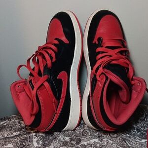 Nike Kids Red and Black High-Top Sneakers